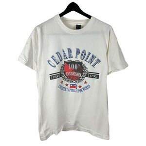 Vintage 90s Cedar Point Amusement Park Roller Coaster Capital Shirt Size L